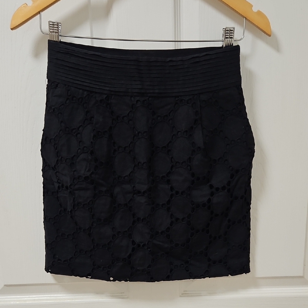 Black Patterned Mini Skirt